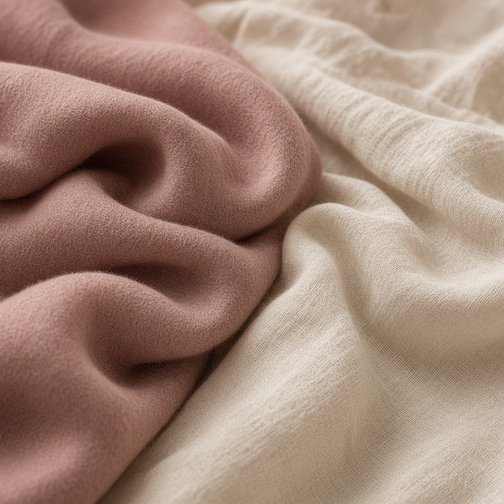 Rose textile and soft linen folds in editorial light